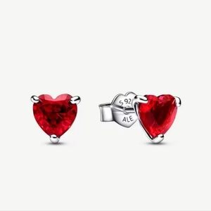 Pandora Red Heart Stud Earrings